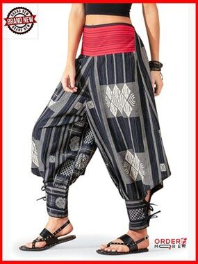 Women's Premium Cotton Harem Yoga Pants, Low Crotch Baggy Joggers, Lounge Wear
